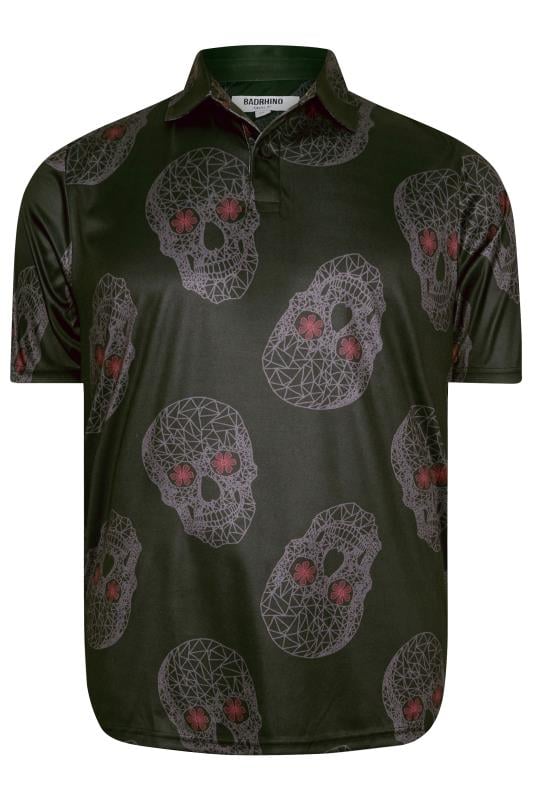 BadRhino Golf Big & Tall Black Skull Print Polo Shirt | BadRhino 3