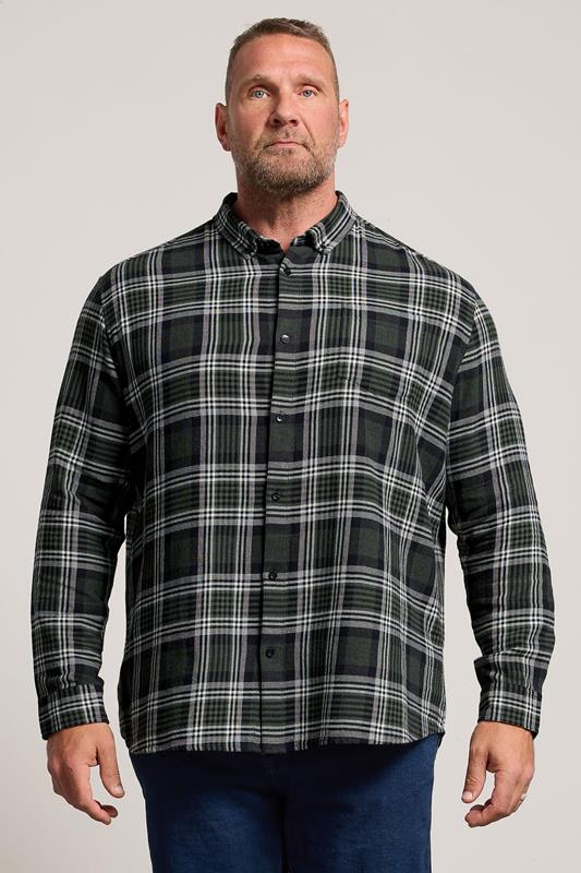  BadRhino Big & Tall Green Check Long Sleeve Shirt