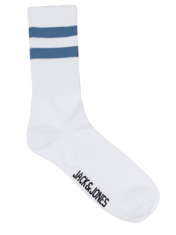 JACK & JONES White & Navy 3 Pack Striped Tennis Socks | BadRhino 2