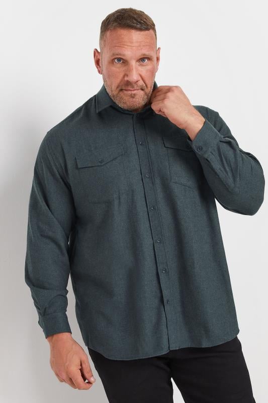 KAM Big & Tall Indigo Herringbone Flannel Shirt | BadRhino 1