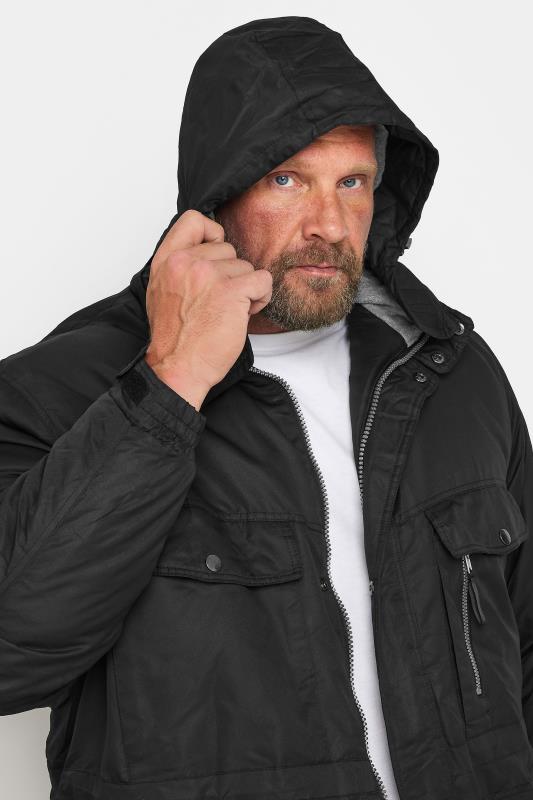 BadRhino Big Tall Black Fleece Lined Hooded Coat BadRhino