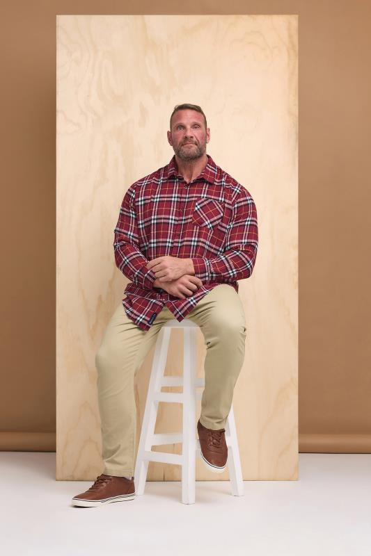 BadRhino Big & Tall Red Long Sleeve Check Shirt | BadRhino 1