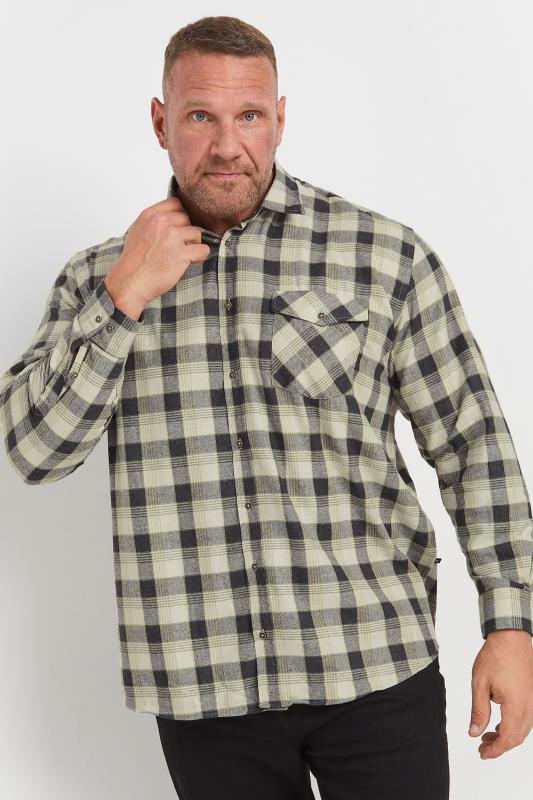 KAM Big & Tall Charcoal Grey Premium Checked Flannel Shirt | BadRhino 1