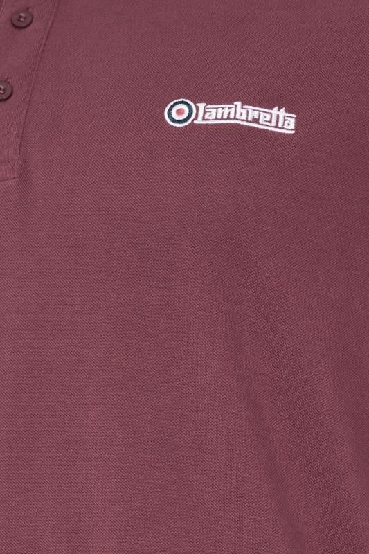 LAMBRETTA Big & Tall Burgundy Red Tipped Polo Shirt | BadRhino 3