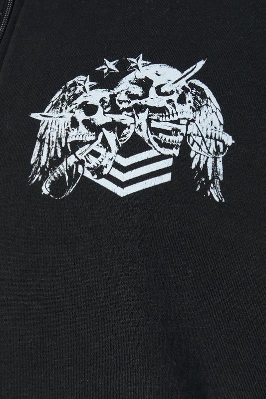 BadRhino Big & Tall Black Skull Military Zip Through Hoodie | BadRhino 3