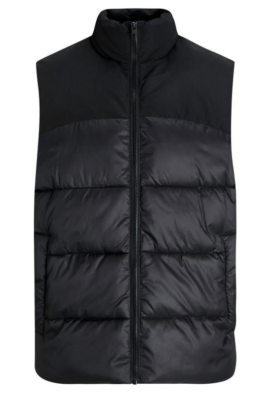 JACK & JONES Big & Tall Black Puffer Gilet | BadRhino 1