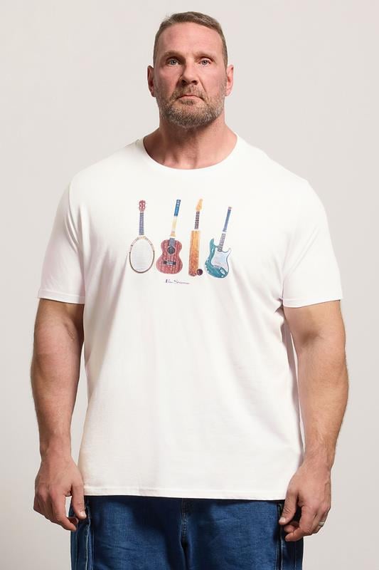  BEN SHERMAN Big & Tall White Guitar Graphic T-Shirt