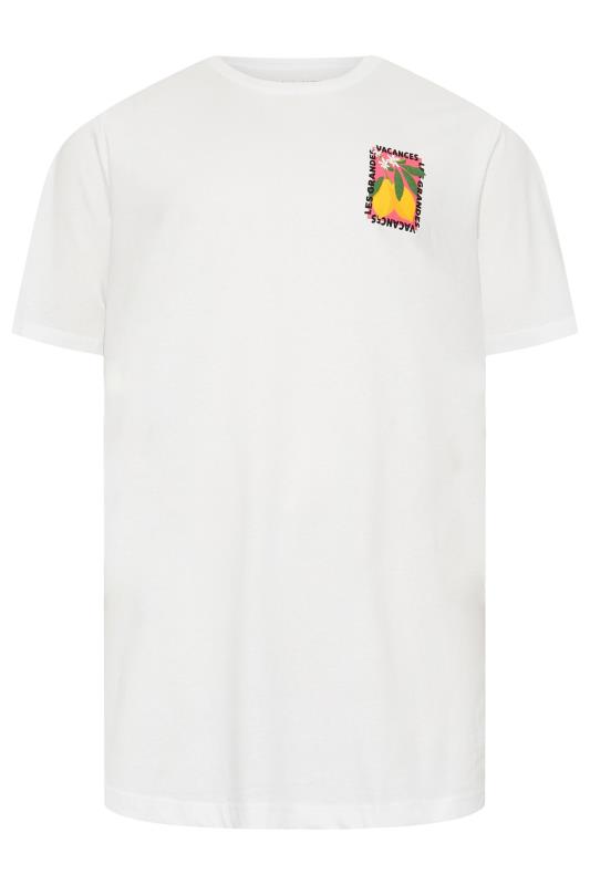 JACK & JONES Big & Tall White 'Vacances' Graphic Print Crew Neck T-Shirt | M&Co 1