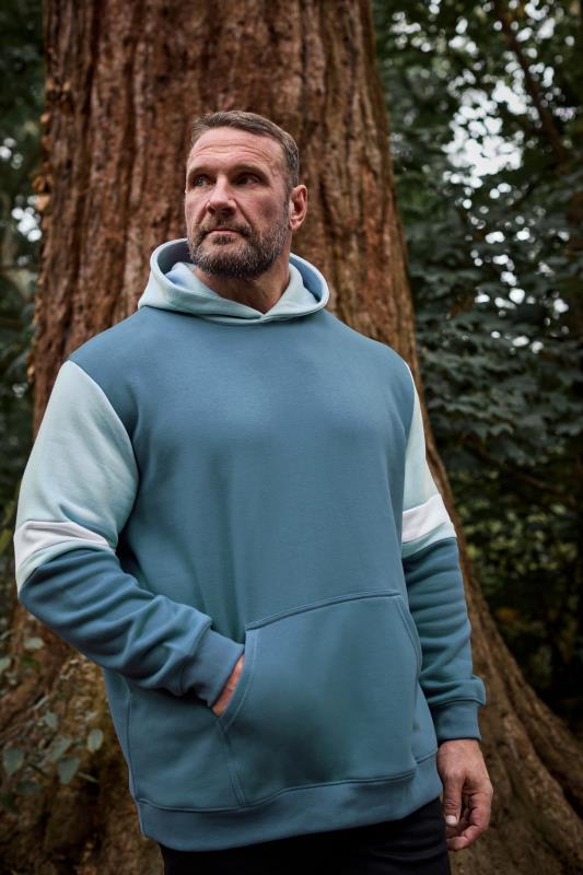 BadRhino Big & Tall Blue Colourblock Hoodie | BadRhino  1