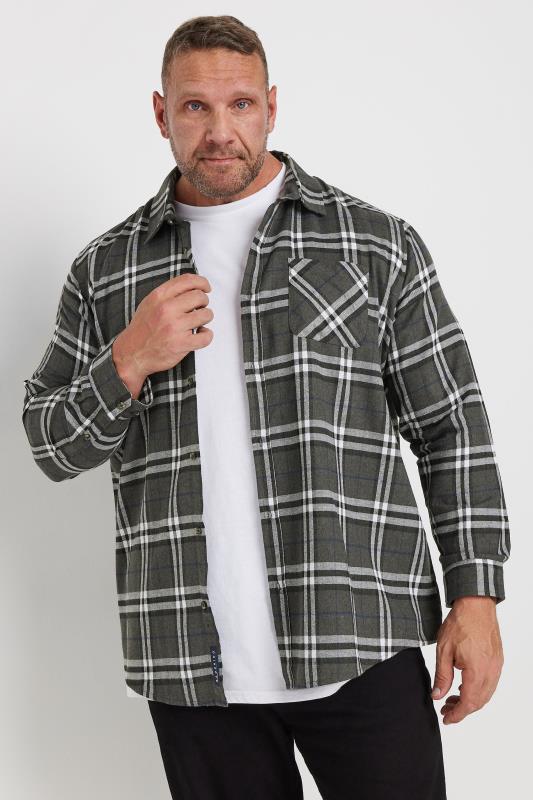 BadRhino Big & Tall Grey Long Sleeve Check Shirt | BadRhino 2