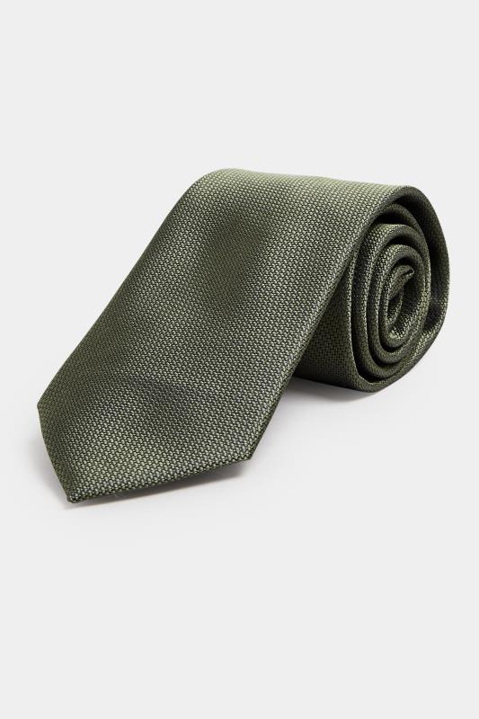 Men's  BadRhino Tailoring Khaki Green Plain Textured Tie