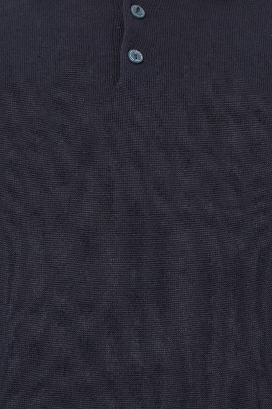 BadRhino Big & Tall Navy Blue Knitted Short Sleeve Polo Shirt | BadRhino 2