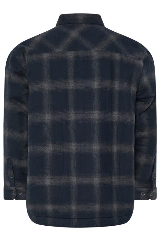 BadRhino Big & Tall Blue Check Print Lined Shacket | BadRhino 4