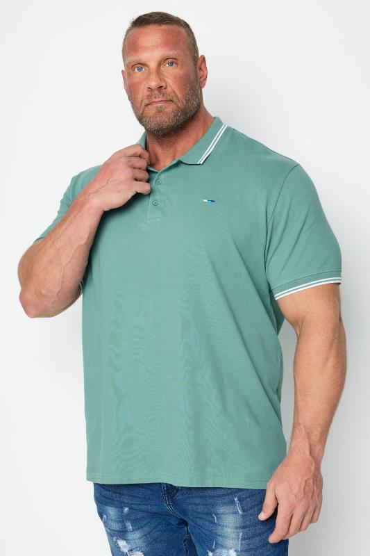 Men's  BadRhino Big & Tall Mineral Blue Tipped Polo Shirt