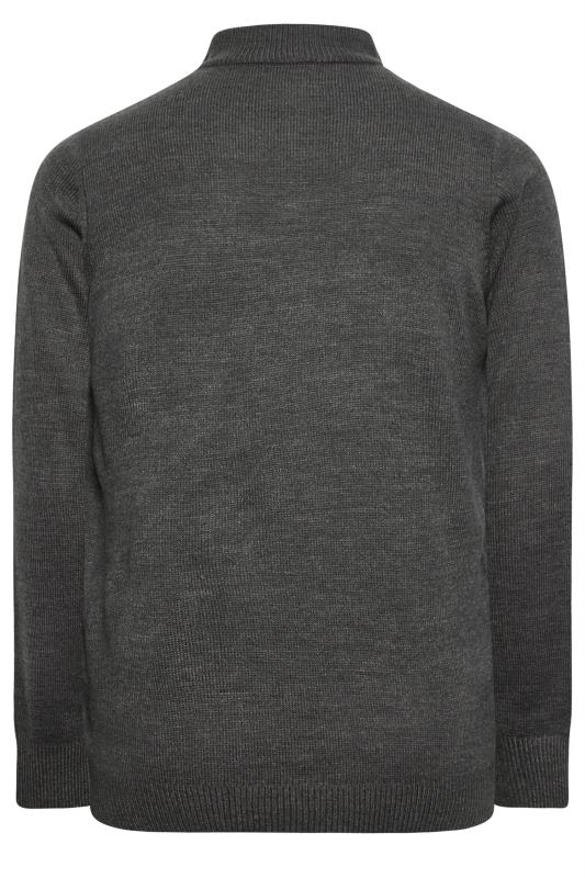 BadRhino Big & Tall Grey Mock Shirt Quarter Zip Knitted Jumper 4