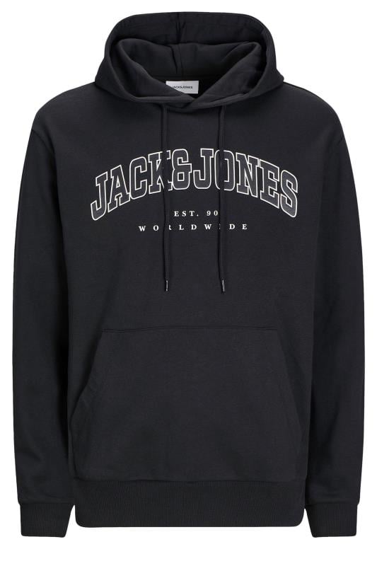 JACK & JONES Big & Tall Black Varsity Logo Hoodie | BadRhino 1