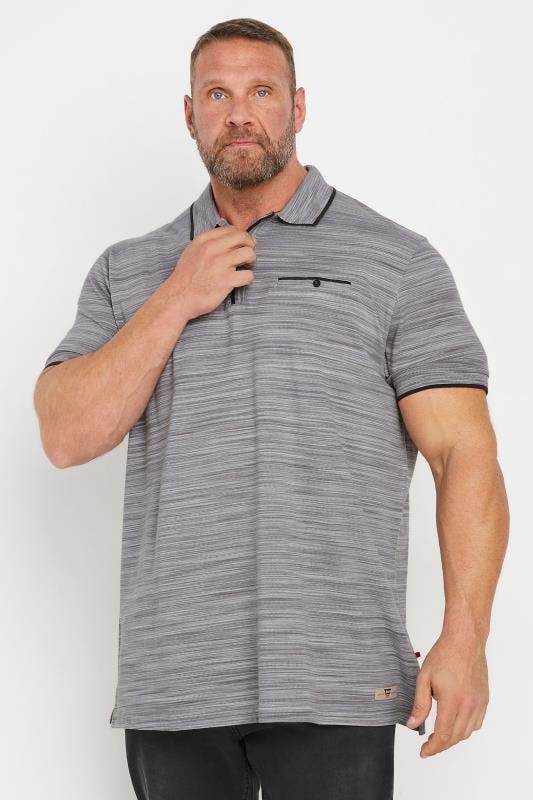 Men's  D555 Big & Tall Grey Marl Contrast Trim Polo Shirt