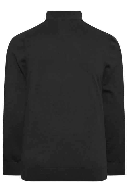 LUKE 1977 Big & Tall Black Quarter Zip Knit Jumper | BadRhino 4