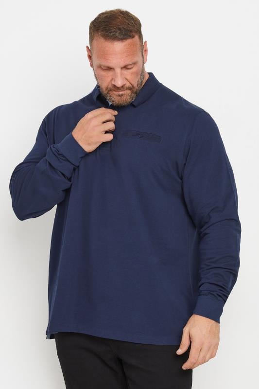 KAM Big & Tall Navy Pique Polo Shirt | BadRhino 1