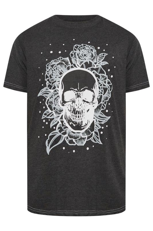 KAM Big & Tall Grey Skull Rose T-Shirt | BadRhino 3