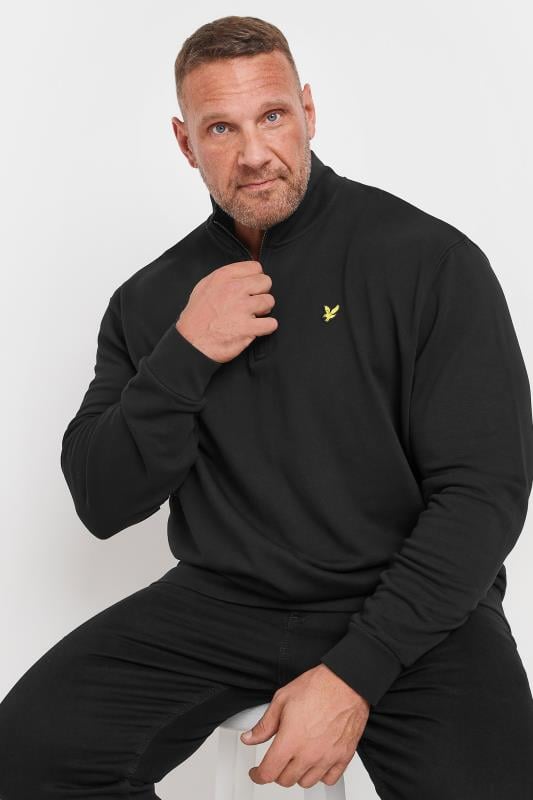 LYLE SCOTT Big Tall Black Loopback Quarter Zip Sweatshirt BadRhino