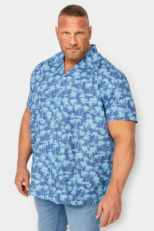 Men's  BadRhino Big & Tall Blue Palm Print Shirt