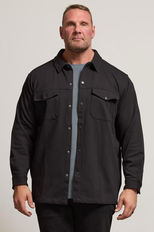Men's  BadRhino Big & Tall Black Textured Jersey Shacket