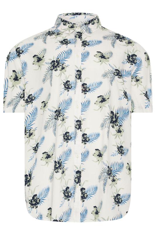 JACK & JONES Big & Tall White Tropical Print Short Sleeve Cotton Shirt | BadRhino 3