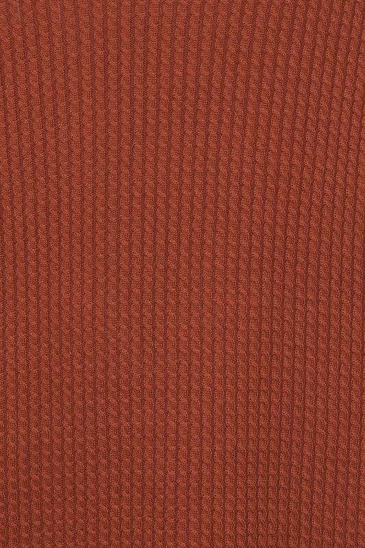 BadRhino Big & Tall Burnt Red Cable Knit Mock Shirt Jumper  7