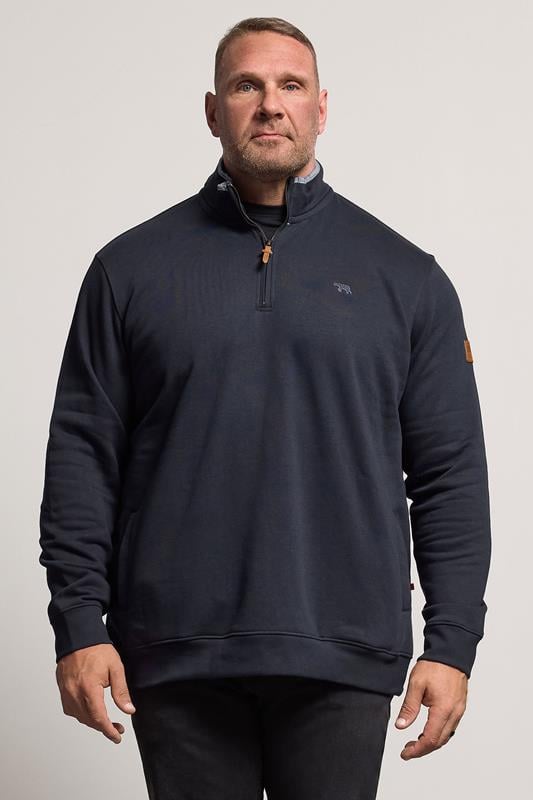 Men's  D555 Big & Tall Navy Blue Embroidery Quarter Zip Fleece