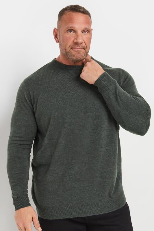 BadRhino Big & Tall Grey Crew Neck Jumper | BadRhino 2