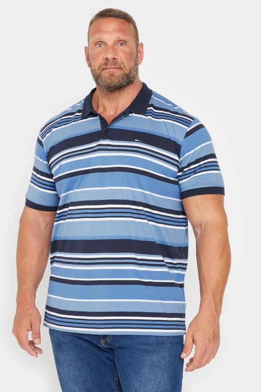 BadRhino Big & Tall Blue Stripe Polo Shirt | BadRhino 2