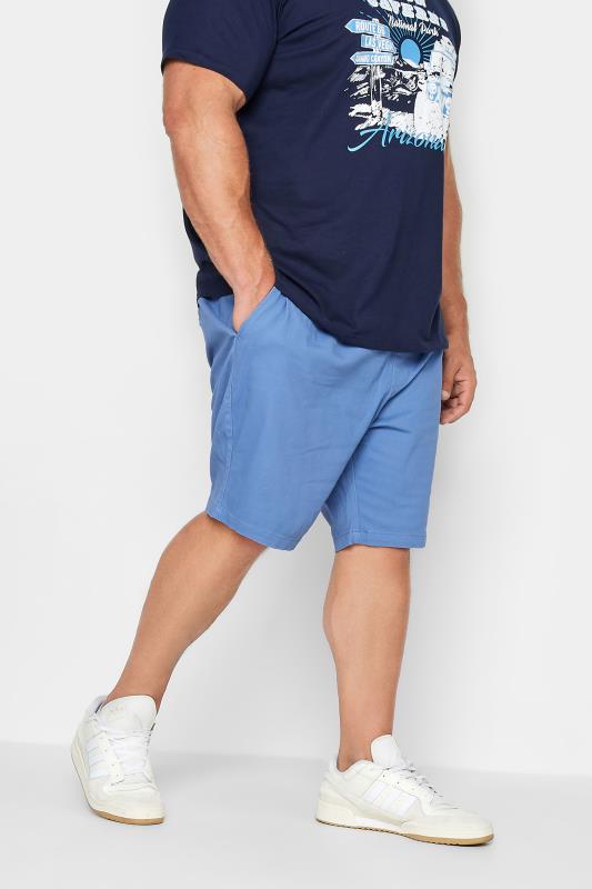 Men's  BadRhino Big & Tall Blue Stretch Elasticated Waist Chino Shorts