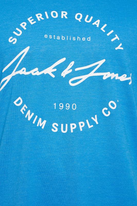 JACK & JONES Big & Tall 3 PACK Blue & Grey Logo Printed T-Shirts | BadRhino