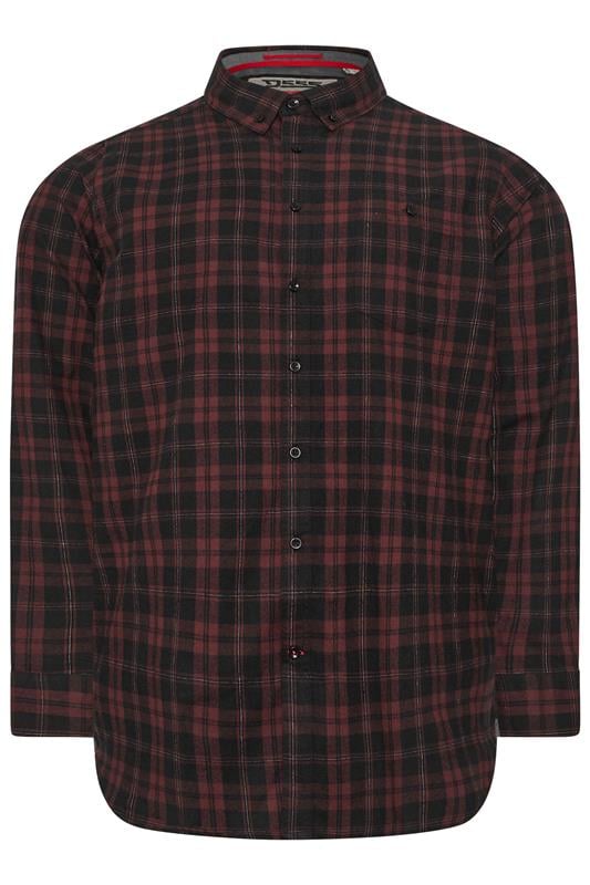 D555 Big & Tall Burgundy Red Check Shirt | BadRhino 1