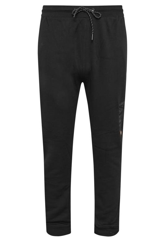 D555 Big & Tall Black Woven Fabric Trim Joggers | BadRhino 2