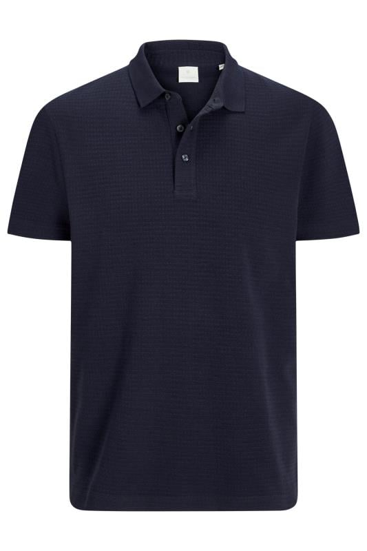 JACK & JONES Big & Tall Navy Blue Polo Shirt With Short Sleeves | BadRhino 1