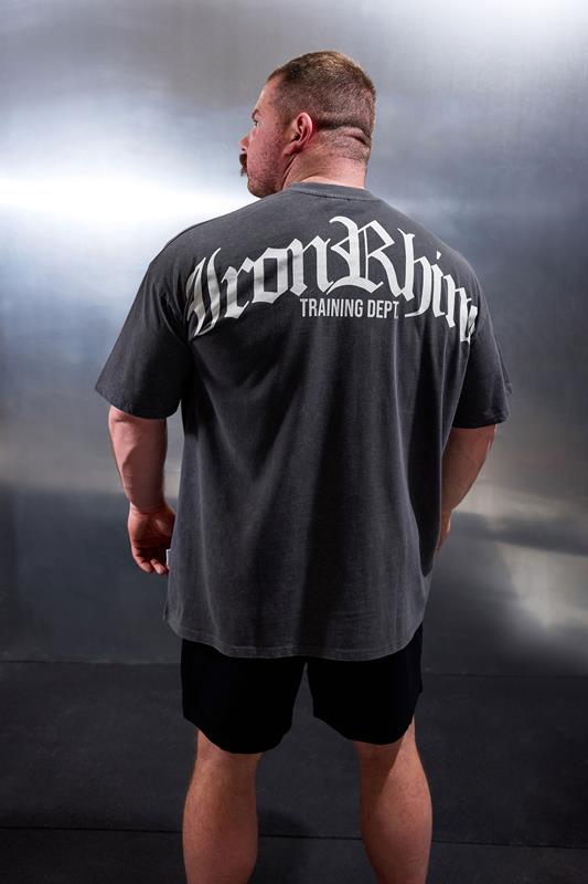  IronRhino Big & Tall Grey Acid Wash Old English T-Shirt