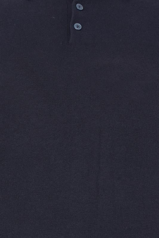 BadRhino Big & Tall Navy Blue Knitted Long Sleeve Polo Shirt | BadRhino 2