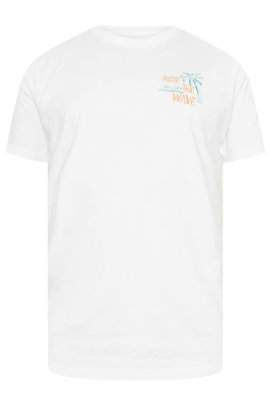 BadRhino Big & Tall White 'Ride The Wave' Embroidered T-Shirt | BadRhino 3