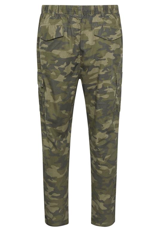 ESPIONAGE Big & Tall Green Camo Print Cargo Trousers | BadRhino 5