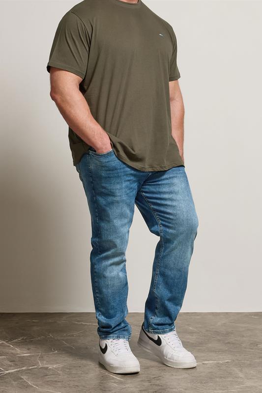 Men's  BadRhino Big & Tall Blue Washed Straight Leg Stretch Jeans