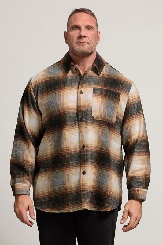 Men's  JACK & JONES Big & Tall Brown Check Overshirt