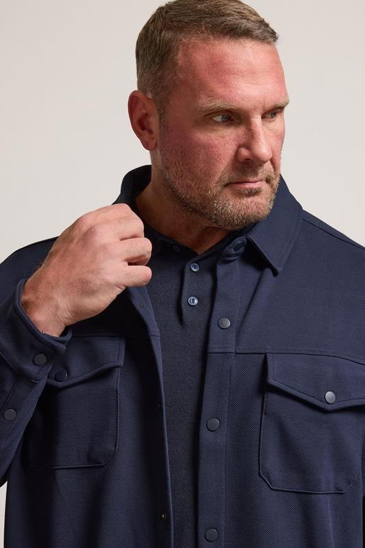 BadRhino Big & Tall Navy Blue Textured Jersey Shacket | BadRhino 4