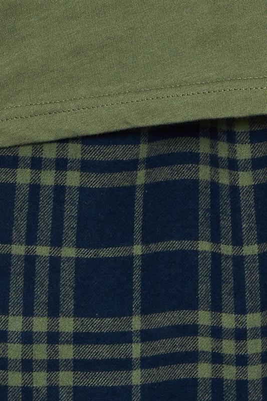BadRhino Big & Tall Khaki Green Check Pyjama Set | BadRhino 4