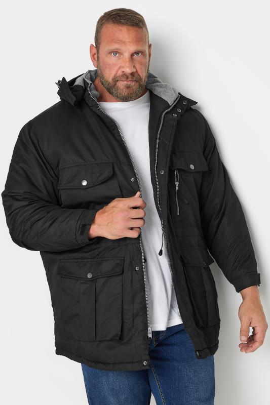 Men's  BadRhino Big & Tall Black Fleece Lined Hooded Coat
