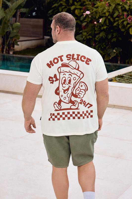 BadRhino Big & Tall Off White Hot Slice Graphic T-Shirt