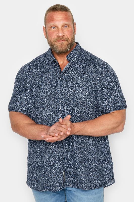 Men's  D555 Big & Tall Navy Blue Floral Button Shirt