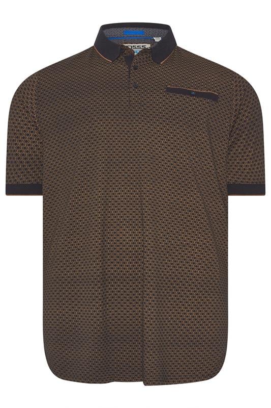 D555 Big & Tall Black Jacquard Polo Shirt | BadRhino 1