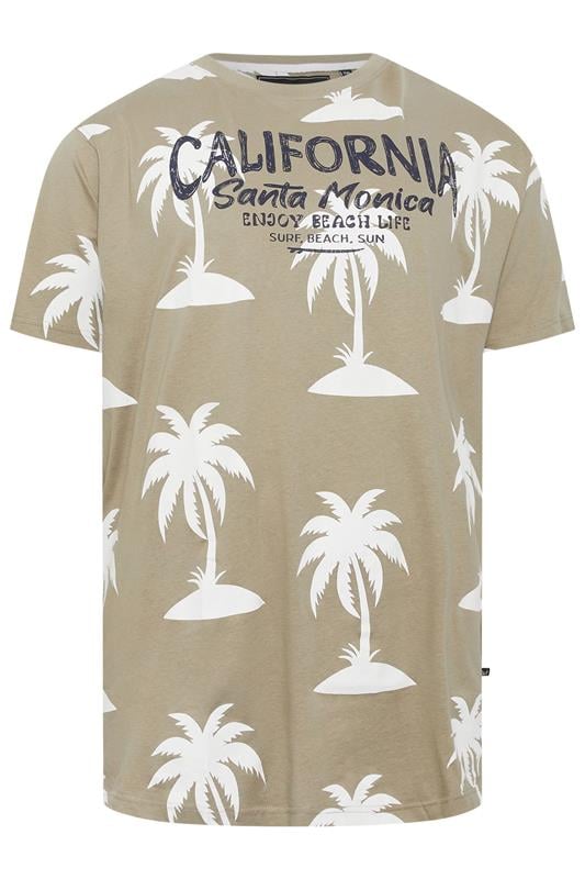 KAM Big & Tall Stone Brown Palm Print T-Shirt | BadRhino 2